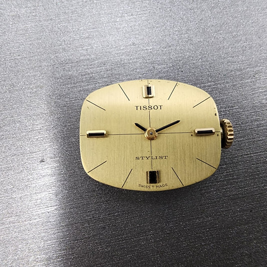 Vintage Tissot 709-1 Stylist Watch Movement Manual Wind 17 Jewel 2 Hand W/Dial