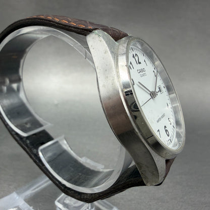 Casio Watch Men 37mm White Dial Silver Tone Date Round MTP-1175 New Battery3