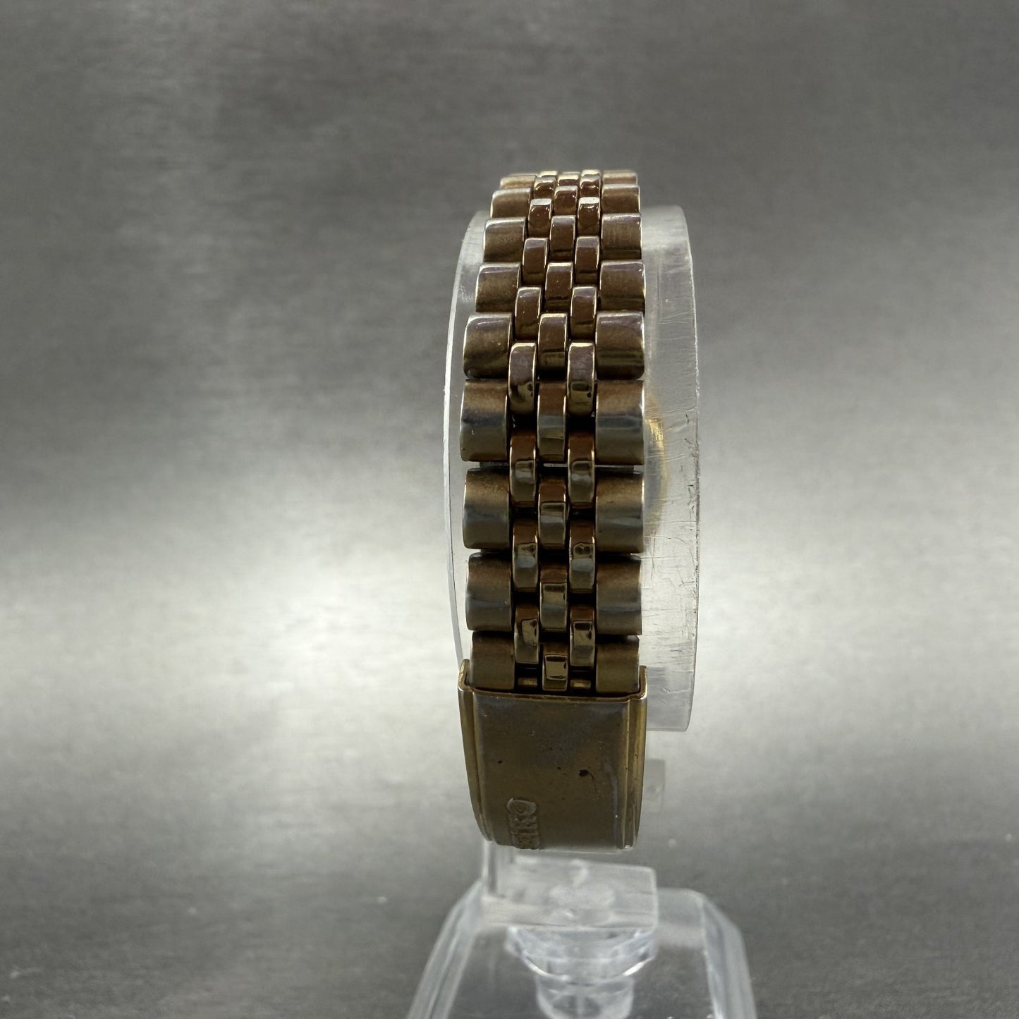 Seiko Watch Women 24mm Black Tone Gold Tone Daydate Round 7N83-0041 New Battery7