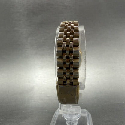 Seiko Watch Women 24mm Black Tone Gold Tone Daydate Round 7N83-0041 New Battery7