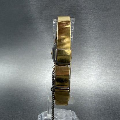 Seiko Watch Women 18mm Gold Dial Gold Tone Octagon 2C20-5840 New Battery VTG NMP7