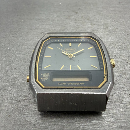 Seiko Analog Digital Watch Men 33mm Black Dial Black Tone Alarm H601-5479 PARTS3