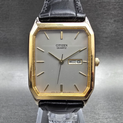 Citizen Tank Watch Men 27mm Silver Dial Two Tone Daydate 6000-S36548 New Battery0