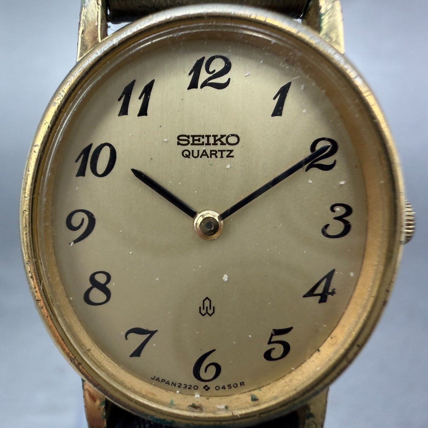Seiko Watch Women 22mm Champagne Dial Gold Tone Oval 2320-5290 New Battery VTG1