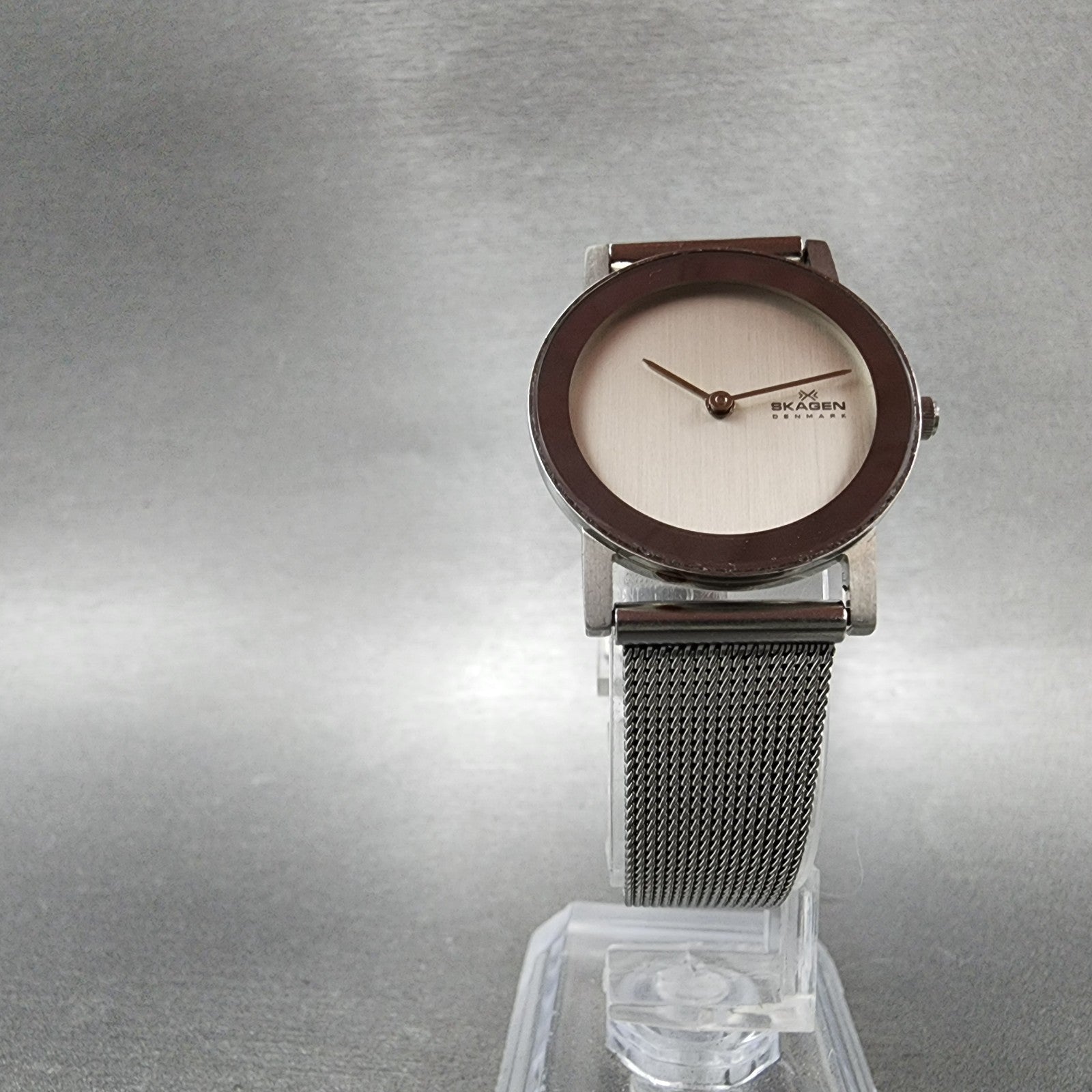 Skagen Watch Women 27mm Silver Dial Silver Tone Round Mesh Band New Battery5
