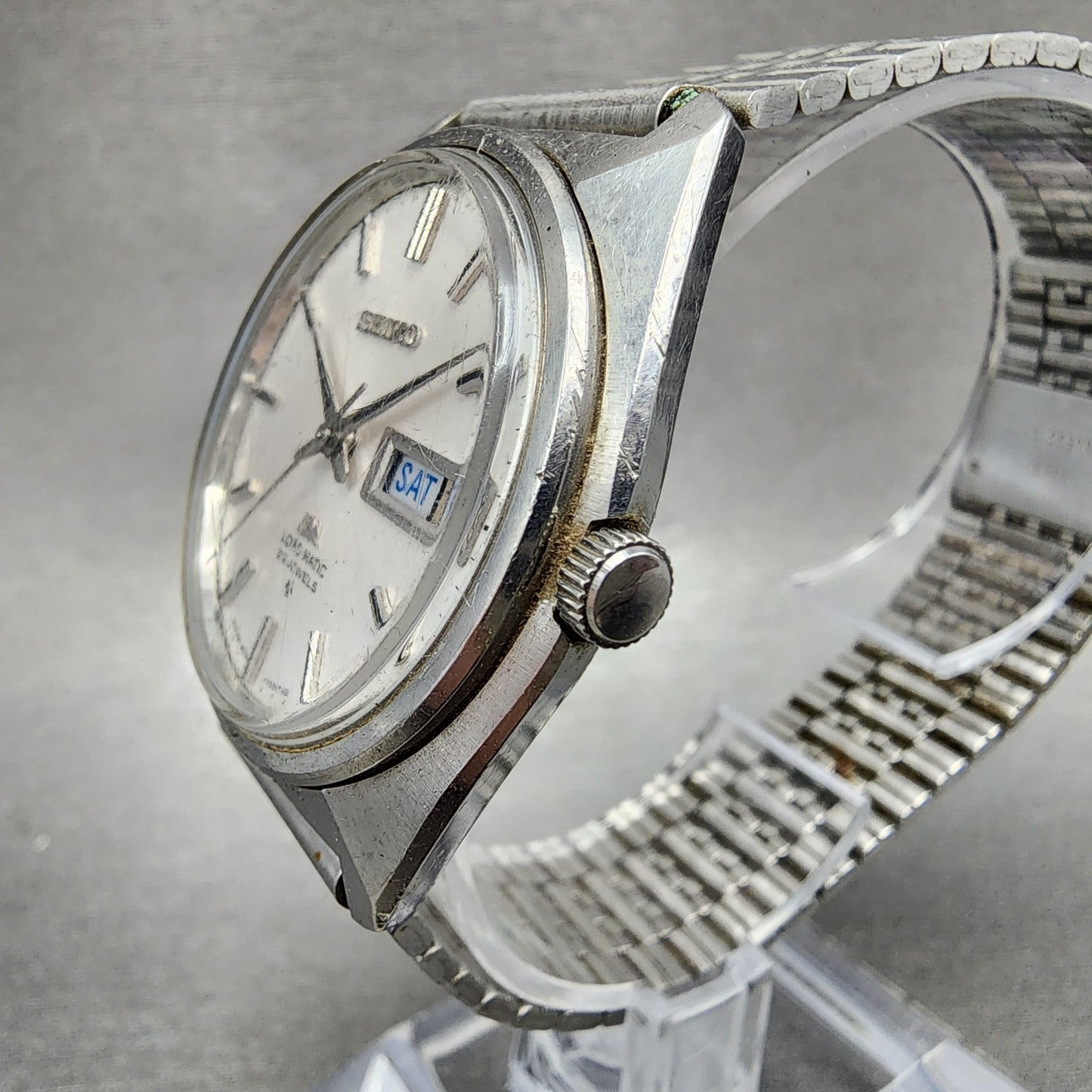 Seiko lord Matic Watch Men 36mm White Dial Silver Tone Daydate 56067000 PARTS3