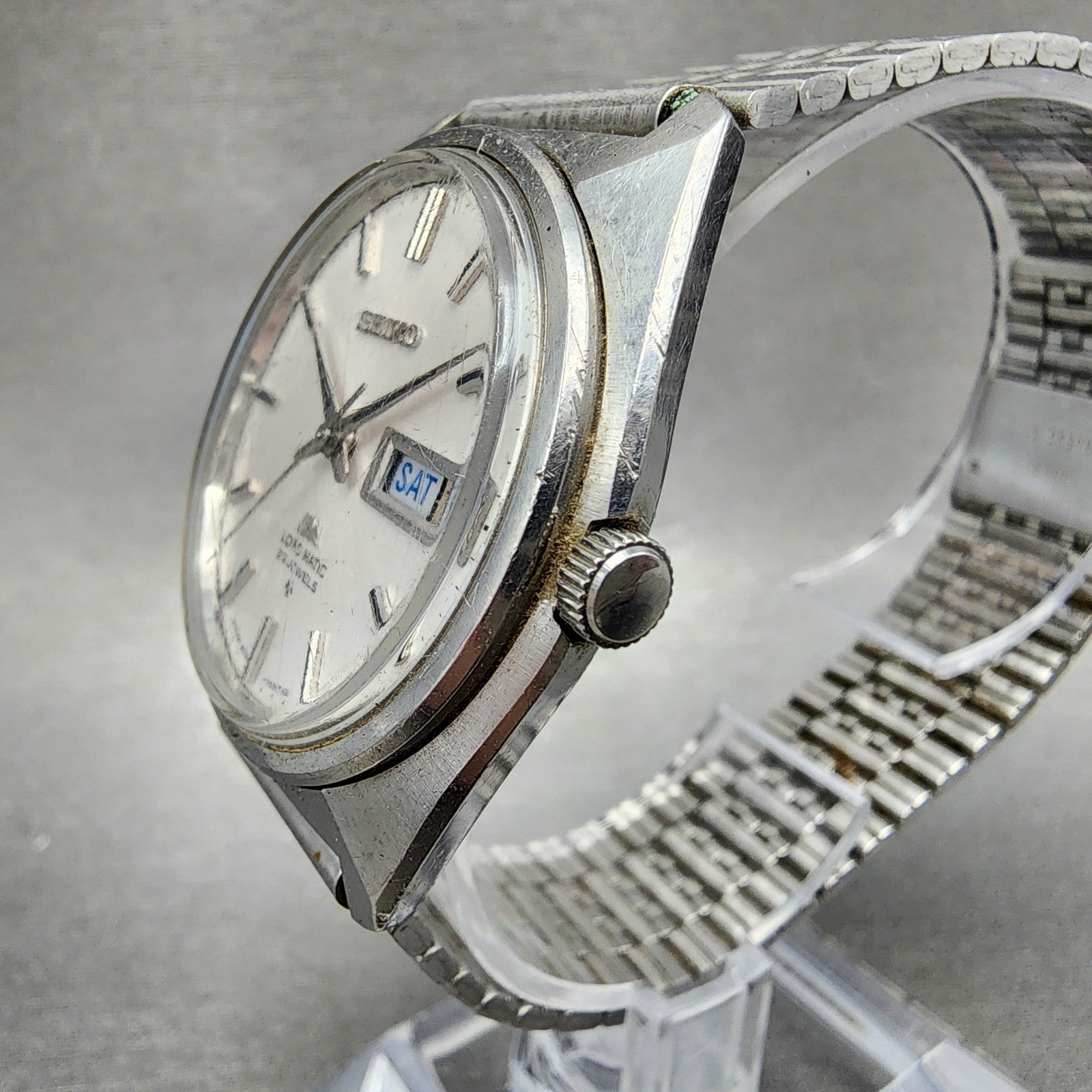 Seiko lord Matic Watch Men 36mm White Dial Silver Tone Daydate 56067000 PARTS3