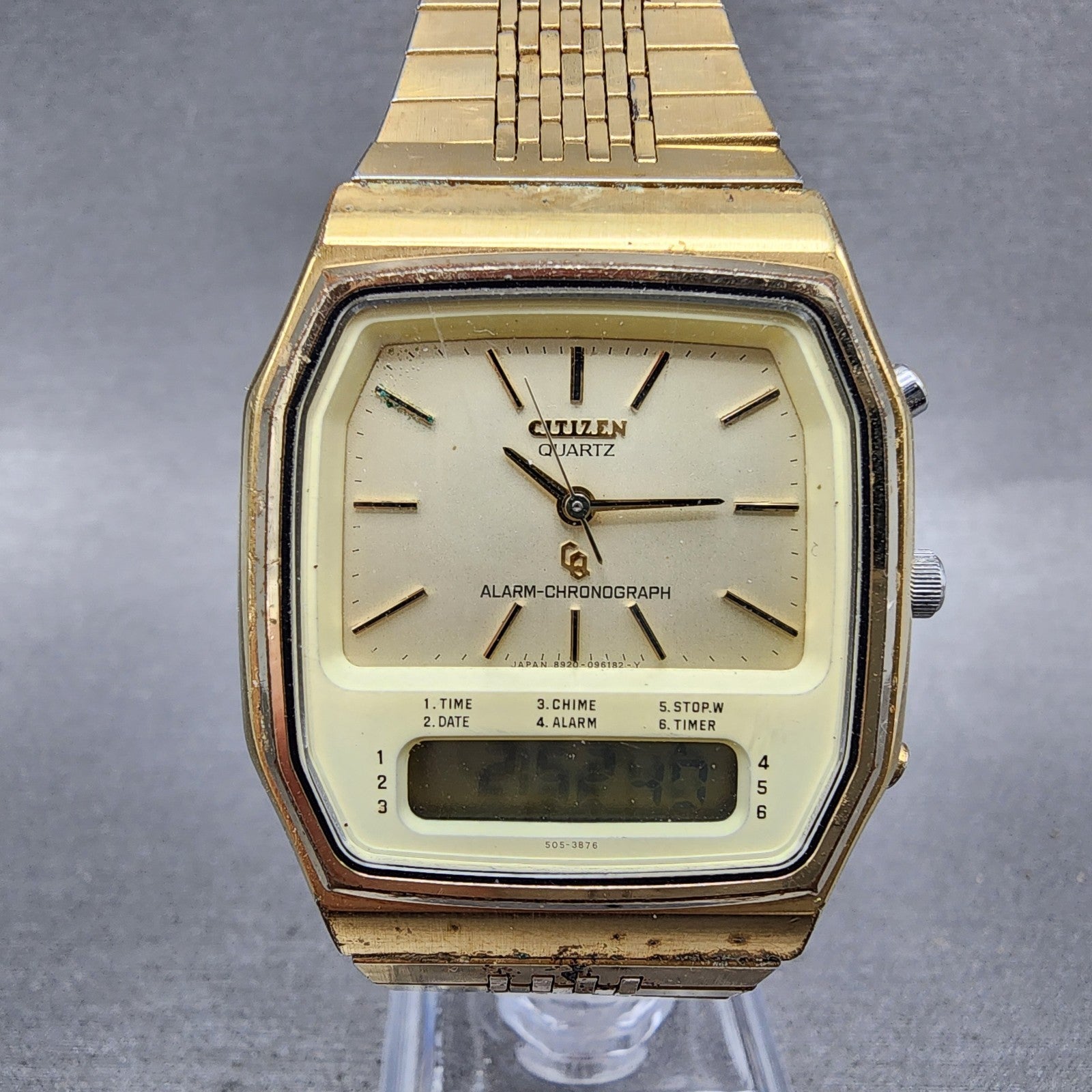 Citizen Analog Digital Watch Men 33mm Champagne Dial Gold Tone READ New Battery0