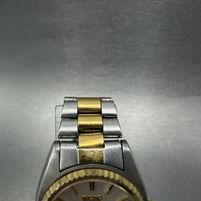 Seiko SQ Watch Women 25mm Silver Dial Two Tone Daydate Round 8523-0059 New Batt4