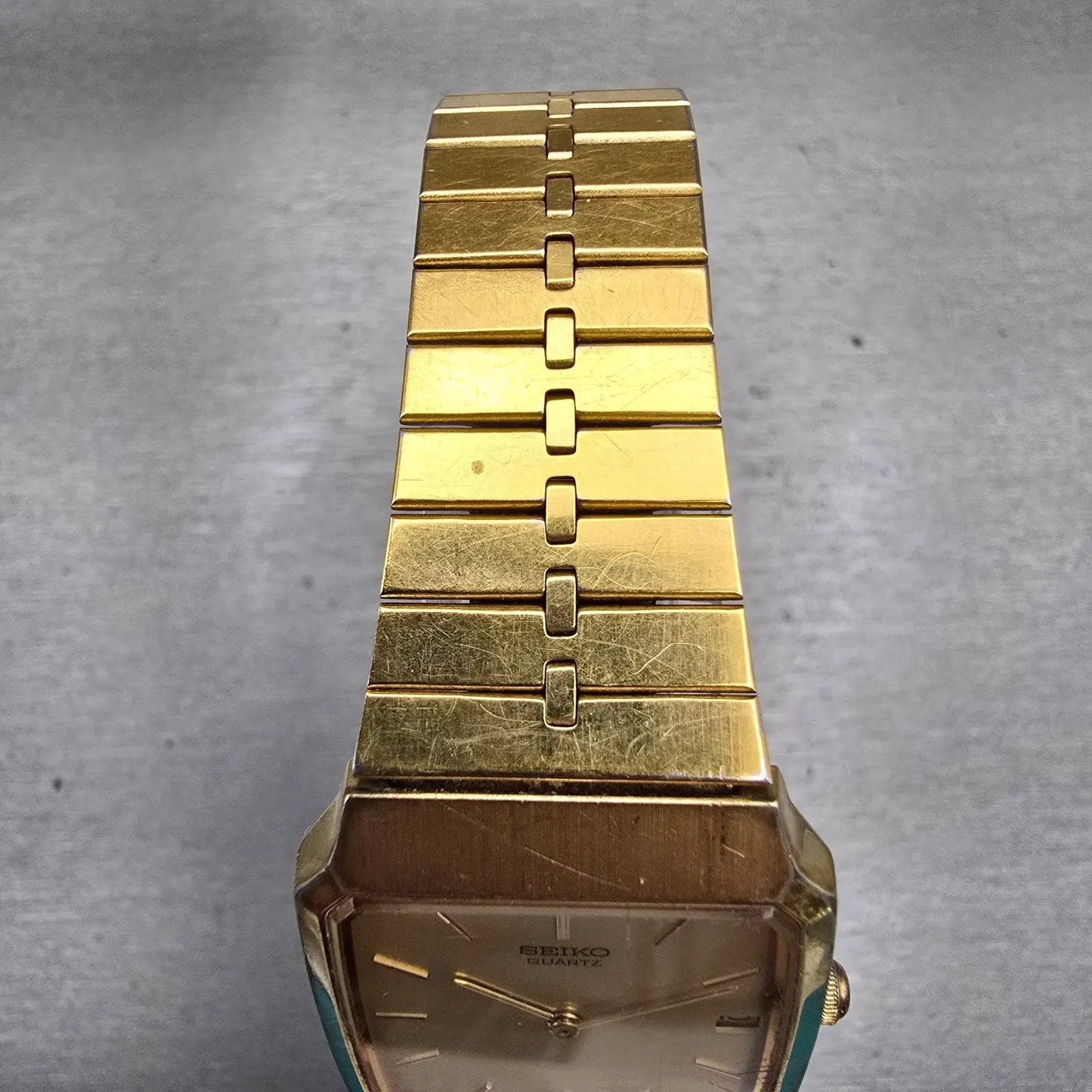 Seiko Watch Men 27mm Gold Dial Gold Tone Date Rectangle 6539-5060 New Battery4