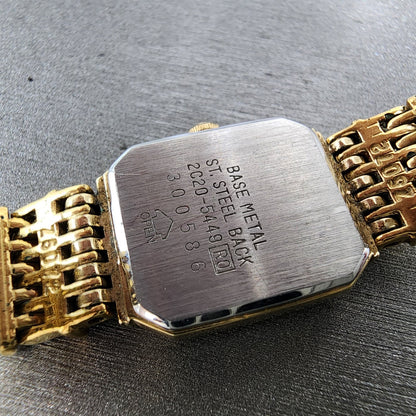 Seiko Tank Watch Women 16mm Champagne Dial Gold Tone 2c205449 New Battery9