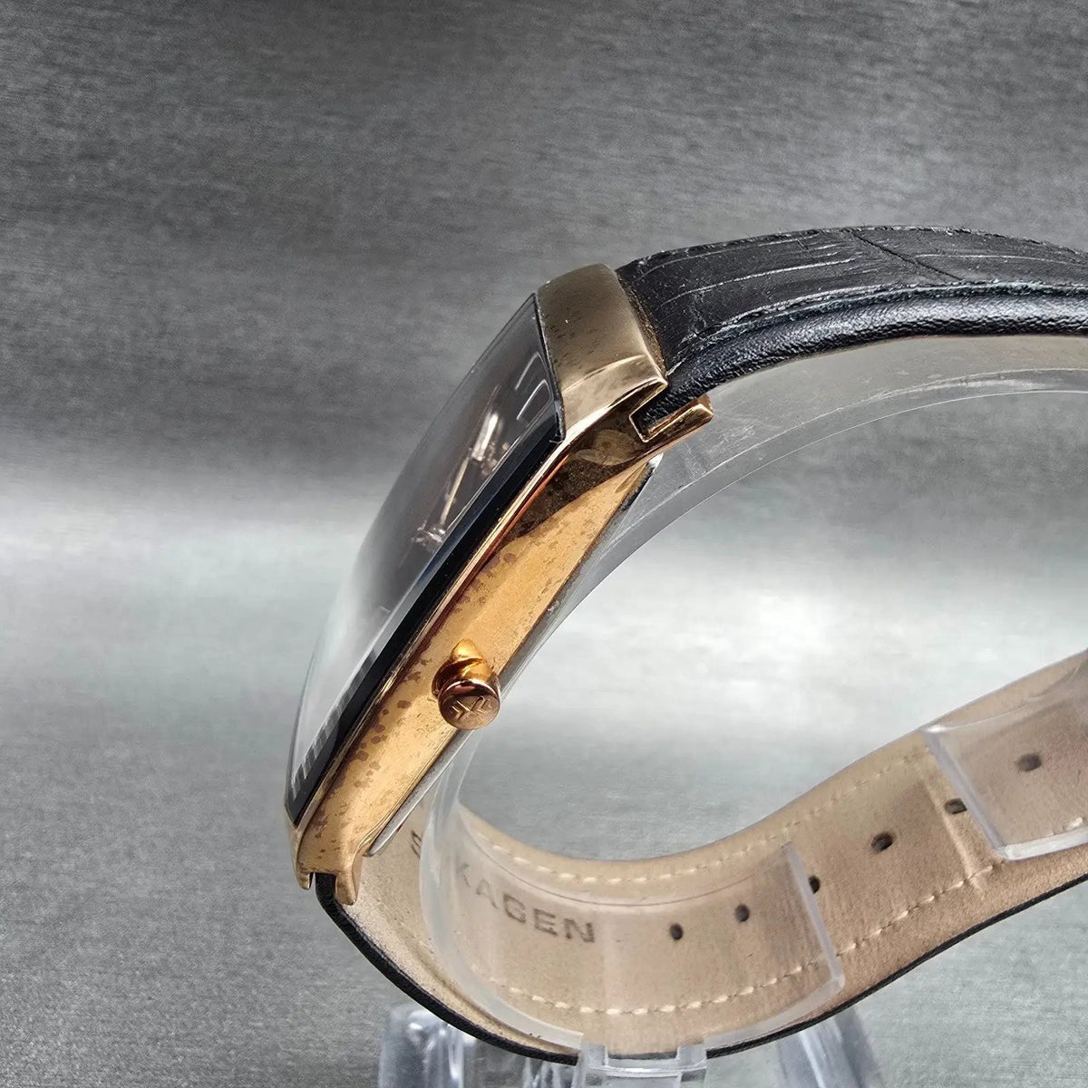 Skagen Watch Men 33mm Black Dial Rose Gold Date Rectangle 984LRLB New Battery2