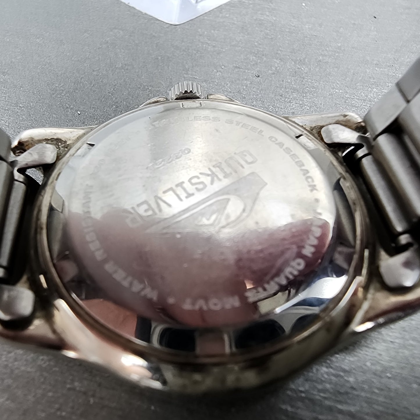 QuikSilver Dive Watch Men 35mm Gray Dial Silver Tone Date Round QS221 New Batt9