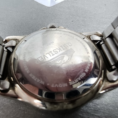 QuikSilver Dive Watch Men 35mm Gray Dial Silver Tone Date Round QS221 New Batt9