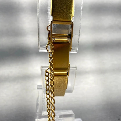 Seiko Watch Women 13mm Champagne Dial Gold Tone Rectangle 2E20-5019 New Battery7