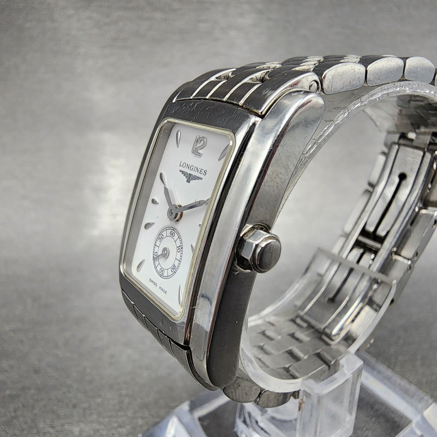 Longines Dolce Vita tank Watch Women 20mm White Dial Steel Rectangle New Battery2