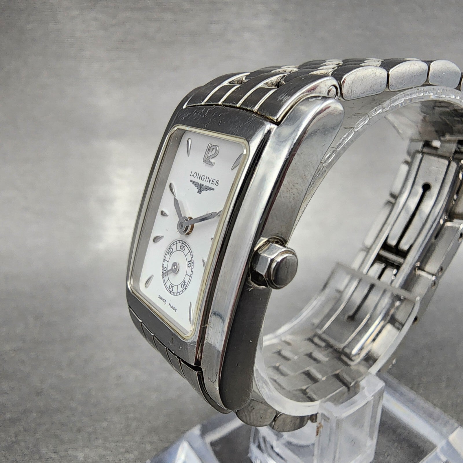 Longines Dolce Vita tank Watch Women 20mm White Dial Steel Rectangle New Battery2