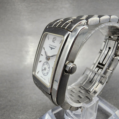 Longines Dolce Vita tank Watch Women 20mm White Dial Steel Rectangle New Battery2