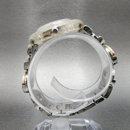 Swatch Metallic Dune Watch Women 25mm Silver Dial Clear Case Round LK258G NewBat6