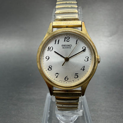 Seiko Watch Women 25mm Silver Dial Gold Tone Round 2621-0130 New Battery Vintage0