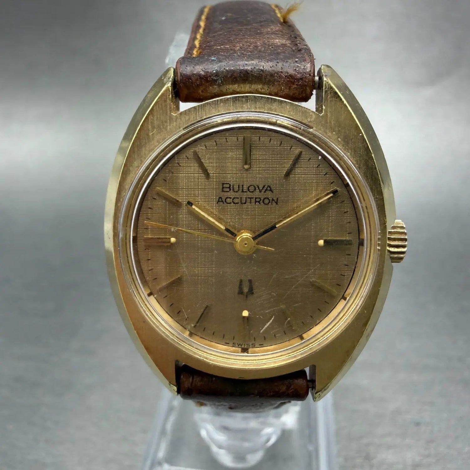 Bulova Accutron Watch Women 27mm Champagne Dial Gold Tone Round N3 PARTS Vintage0