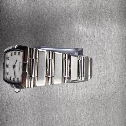 Bulova Watch Women 22mm MOP Dial Silver Tone Rectangle 96P000 New Battery4