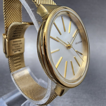 Skagen Ancher Watch Women 30mm Silver Dial Gold Tone Round SKW2477 New Battery3