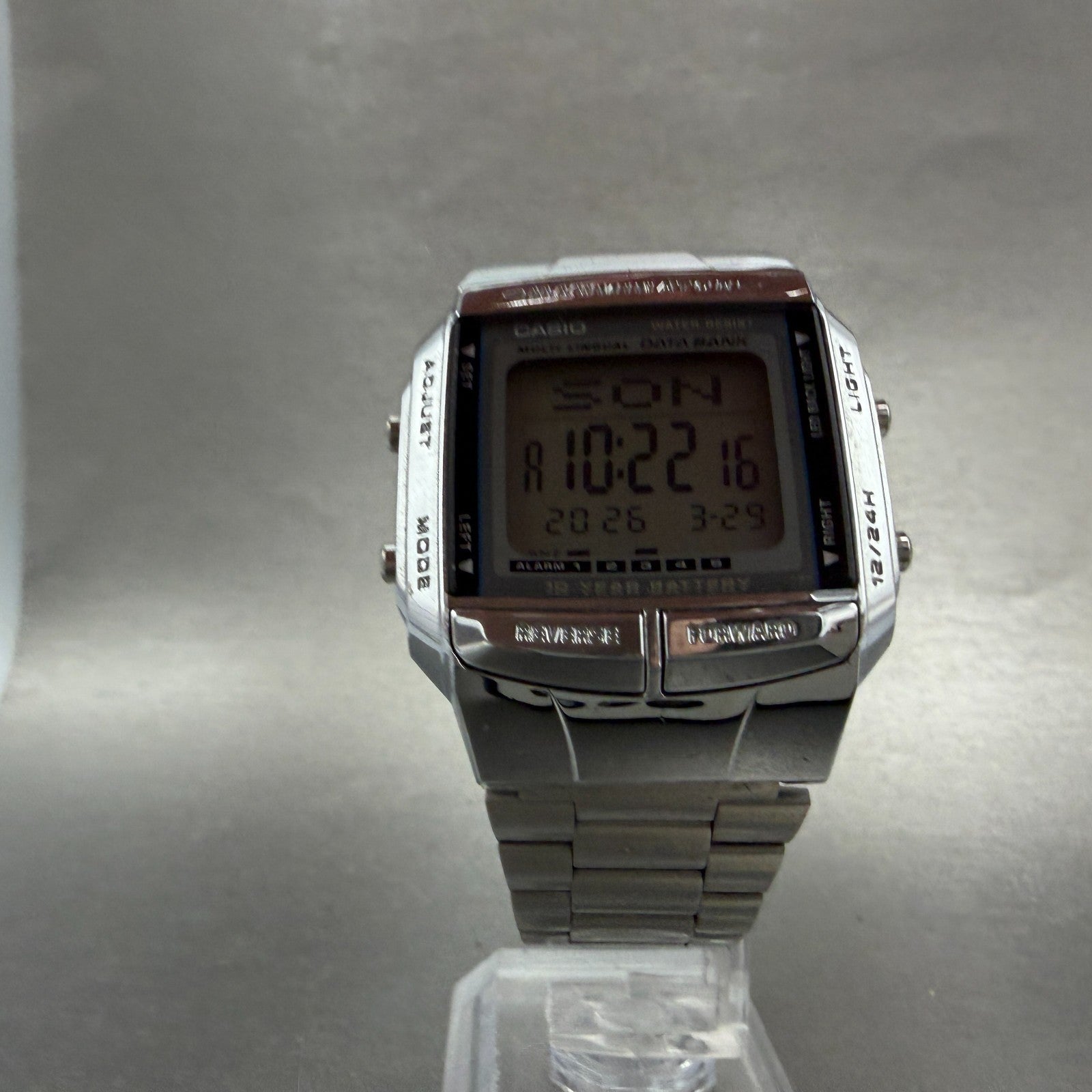 Casio Illuminator DB-360 Watch Men 36mm Digital Silver Tone Alarm Chrono NewBatt5