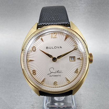 Bulova Frank Sinatra Fly Me To The Moon Watch Men 42mm White Dial Gold Tone READ