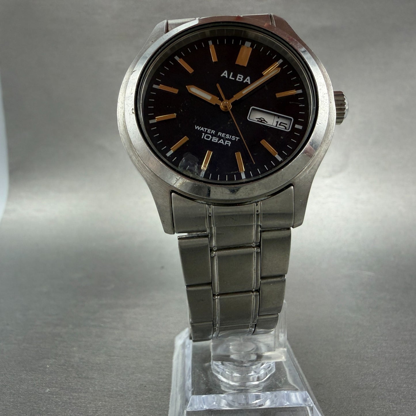 Seiko Alba Watch Men 38mm Blue Dial Silver Tone READ!!!! 7N43-0BA0 New Battery5