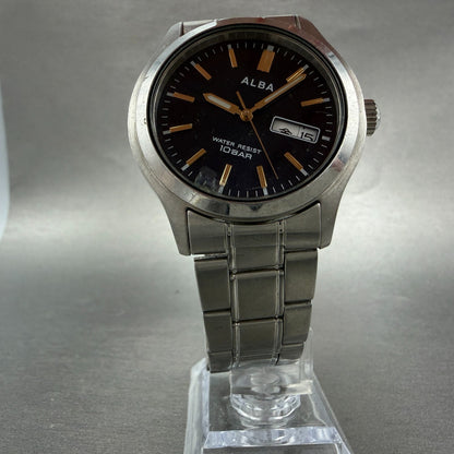 Seiko Alba Watch Men 38mm Blue Dial Silver Tone READ!!!! 7N43-0BA0 New Battery5
