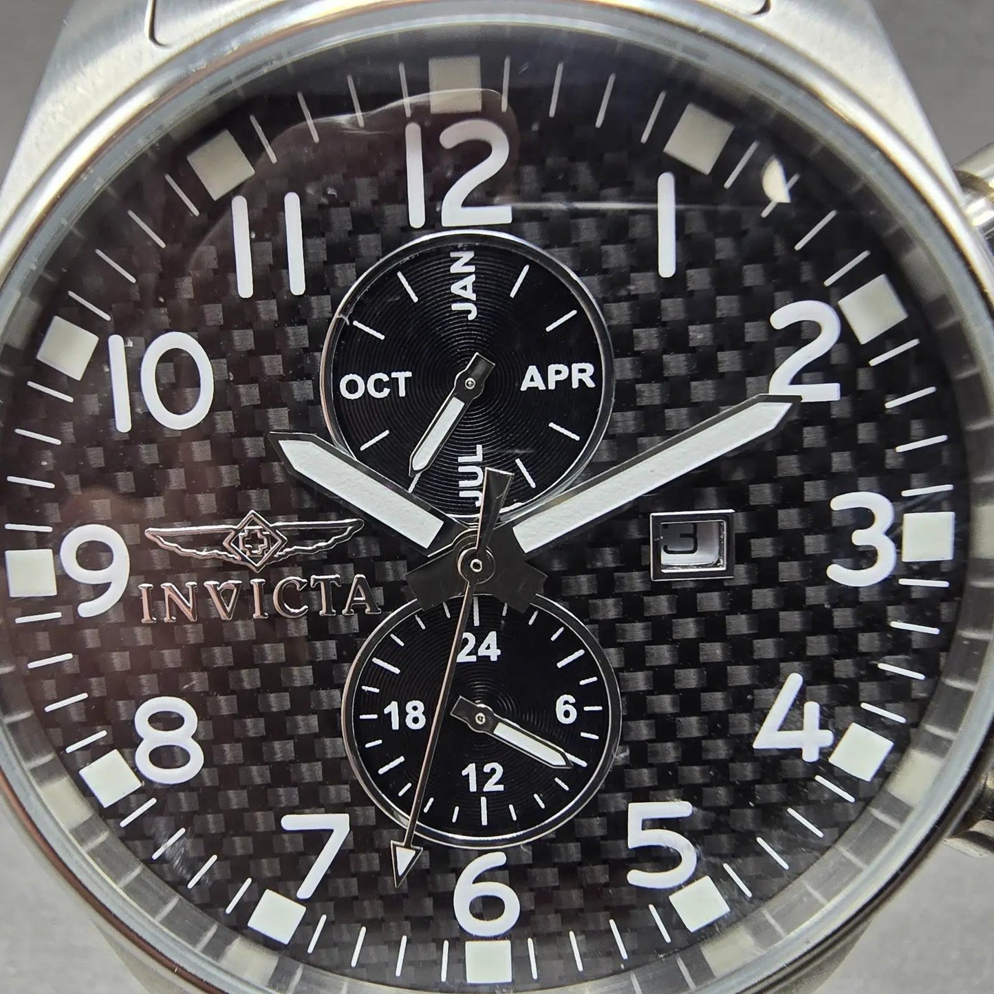 Invicta Specialty Watch Men 48mm Black Dial Silver Tone Date Month 0379 New Batt1