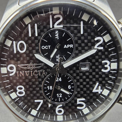 Invicta Specialty Watch Men 48mm Black Dial Silver Tone Date Month 0379 New Batt1
