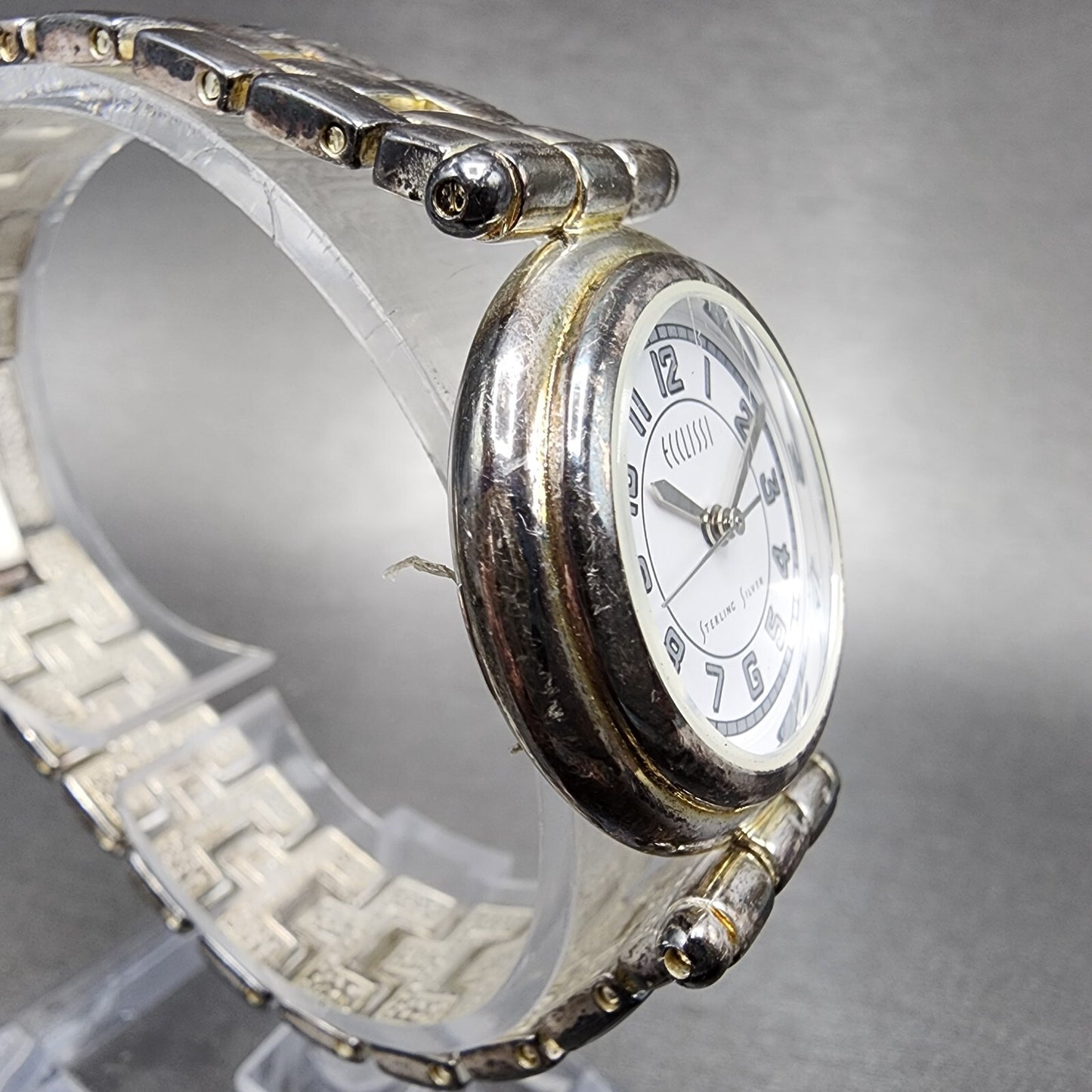 Ecclissi Watch Women 27mm White Dial Sterling Silver Round 3240 New Battery3