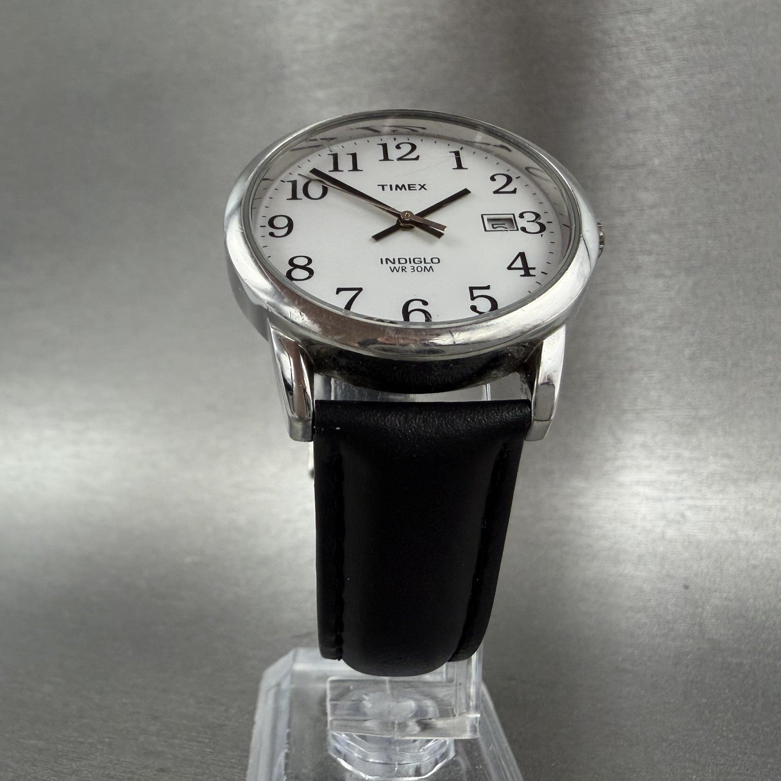 Timex Easy Reader Watch Men 35mm White Dial Silver Tone Round New Battery5