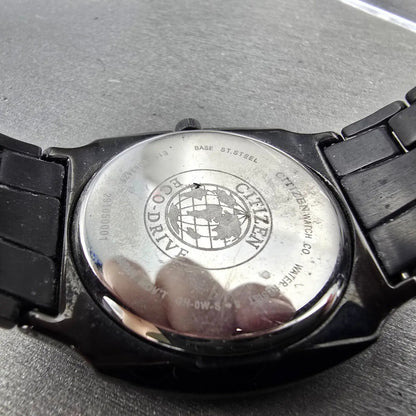 Citizen Eco-Drive Watch Men 38mm Black Dial Black Tone READ!!! E111-S063426 Runs9