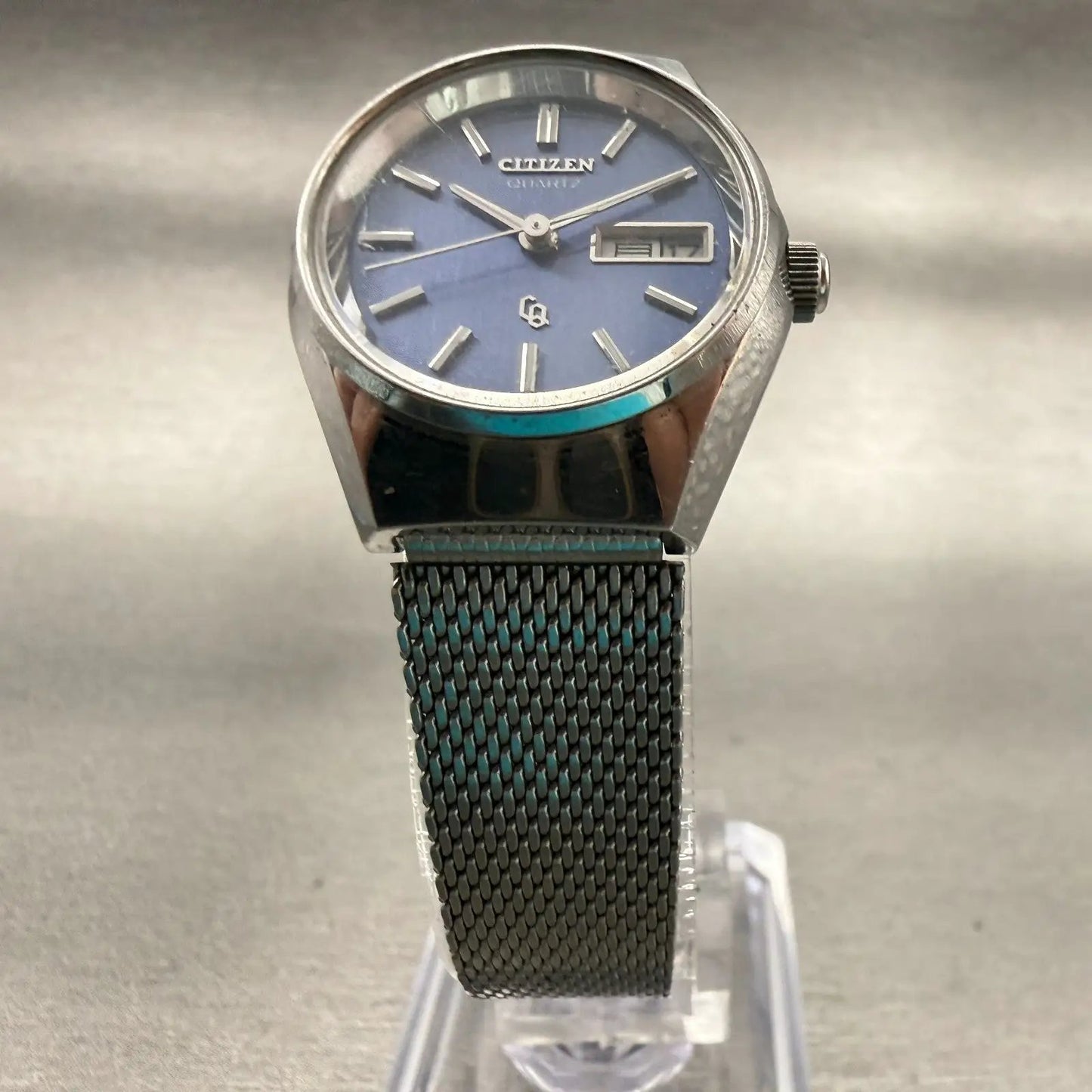 Citizen CQ Watch Women 25mm Blue Dial Silver Daydate Round 4-751435K New Battery5