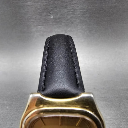Seiko Tank Watch Men 30mm Gold Dial Gold Tone Rectangle Date 5y39-5089 New Batt4