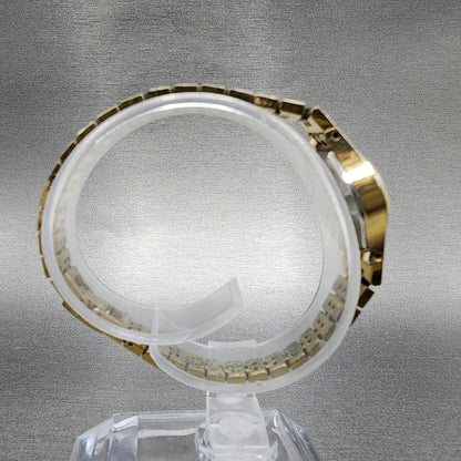 Seiko Watch Women 17mm Gold Dial Gold Tone Oval 14007389 New Battery Vintage A18
