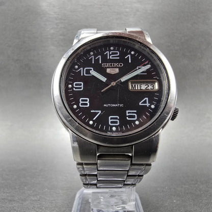 Seiko 5 Automatic Watch Men 36mm Black Dial Silver Daydate 7S26-01F0 Runs5