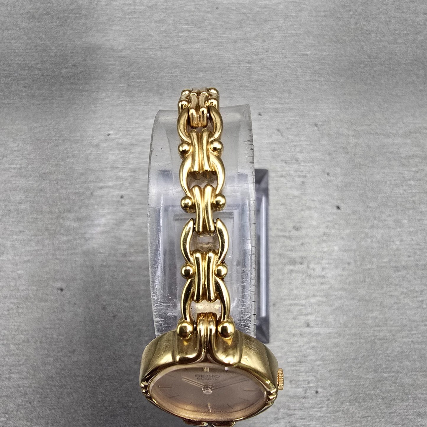 Seiko Watch Women 20mm Gold Dial Gold Tone Round 2320-6099 New Battery Vintage4