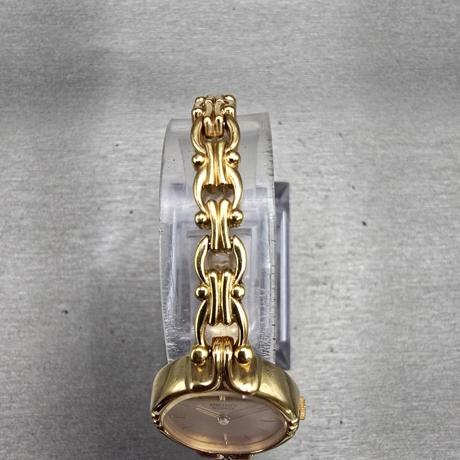 Seiko Watch Women 20mm Gold Dial Gold Tone Round 2320-6099 New Battery Vintage4
