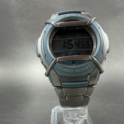 Casio Baby-G MSG-132 Watch Women 42mm Digital Blue Silver Alarm Chrono New batt5
