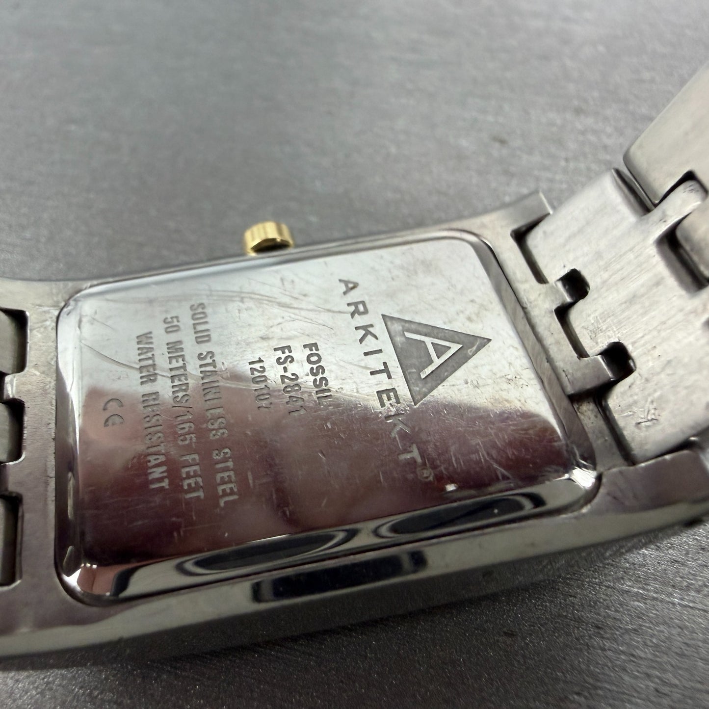 Fossil Arkitekt Tank Watch Women 25mm White Dial Steel Rectangle FS-2841 NewBatt9