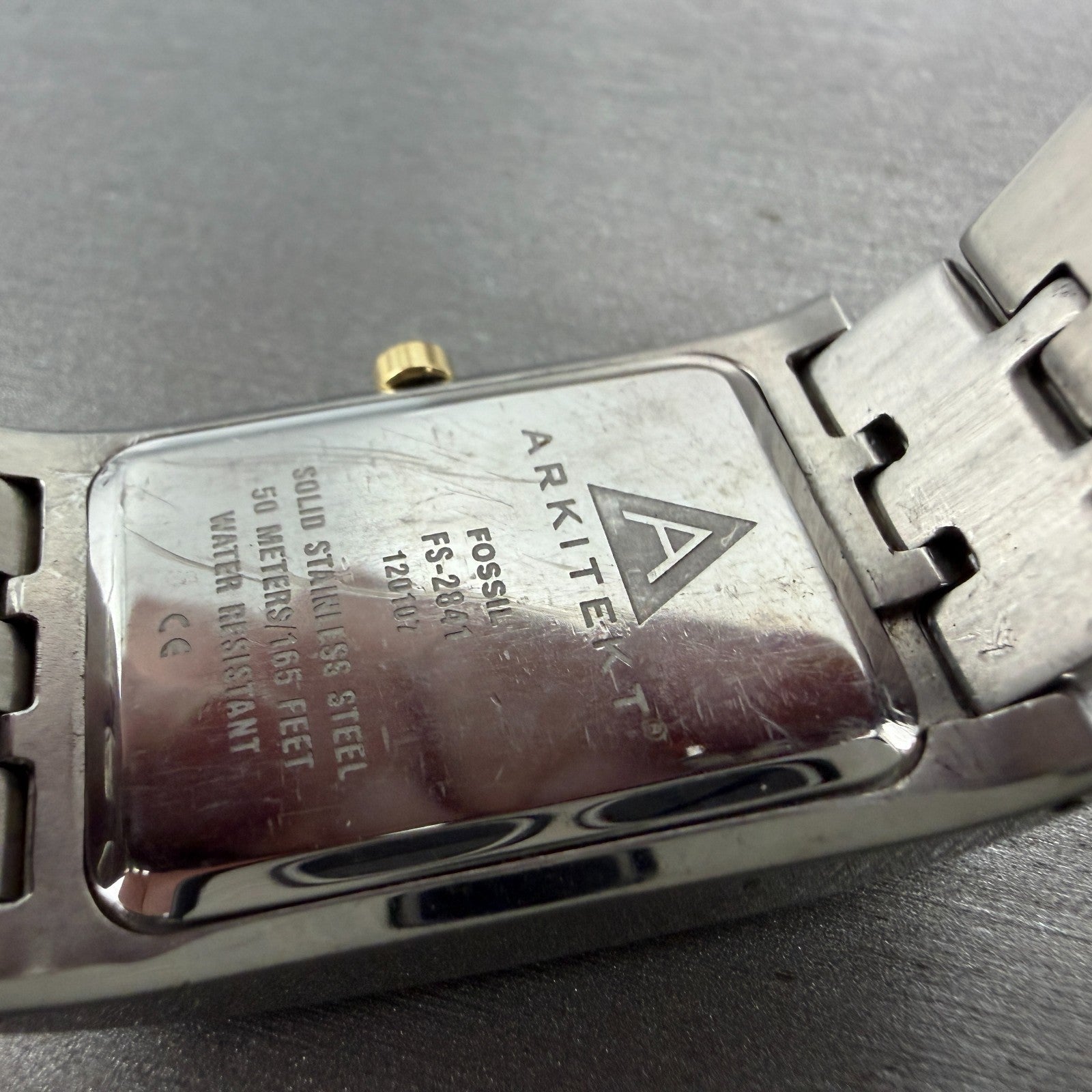 Fossil Arkitekt Tank Watch Women 25mm White Dial Steel Rectangle FS-2841 NewBatt9