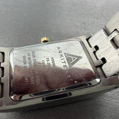 Fossil Arkitekt Tank Watch Women 25mm White Dial Steel Rectangle FS-2841 NewBatt9