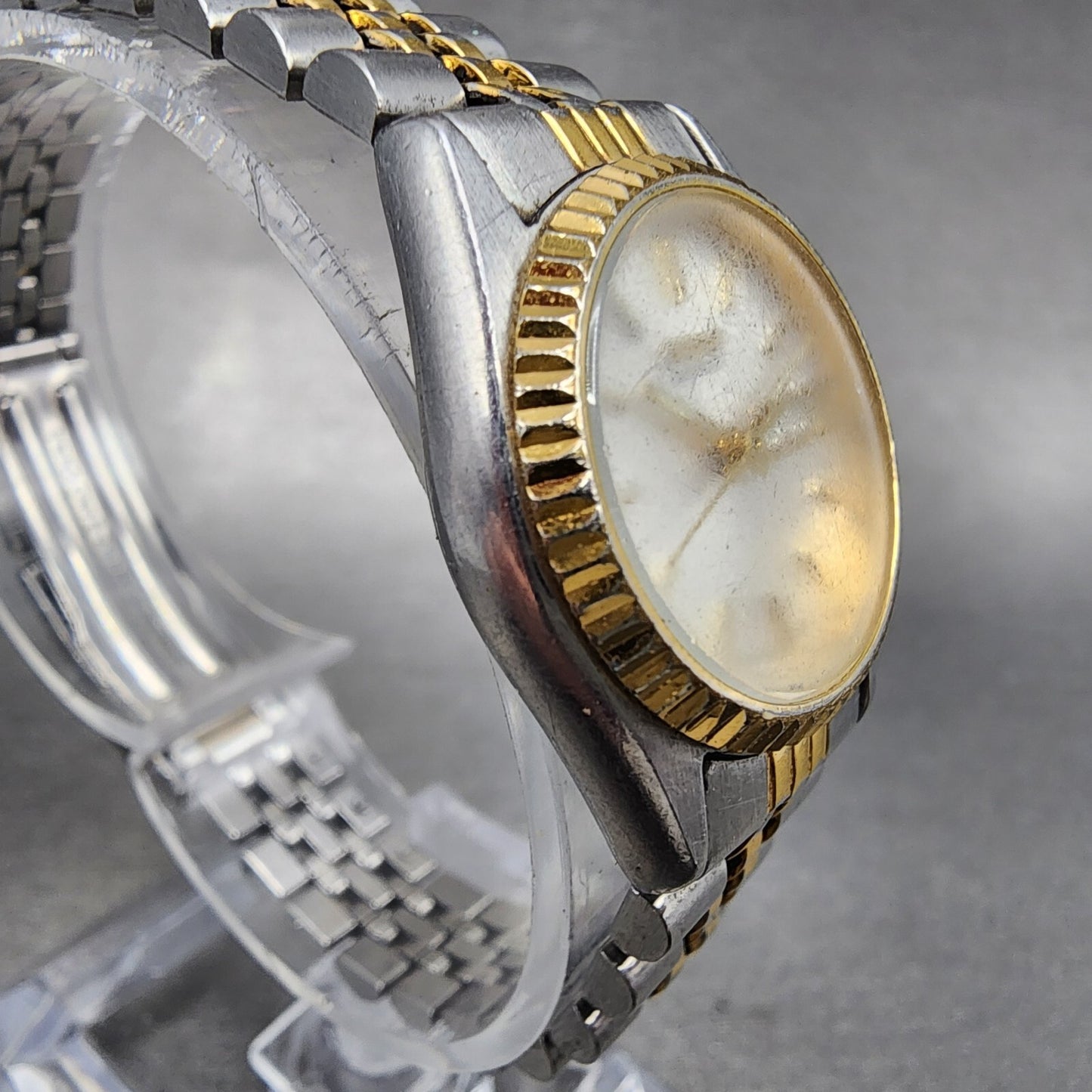 Seiko Watch Women 24mm White Dial Two Tone Daydate Round 7n830049 New Battery J3