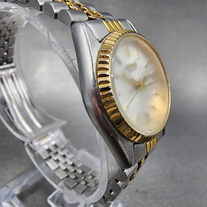 Seiko Watch Women 24mm White Dial Two Tone Daydate Round 7n830049 New Battery J3