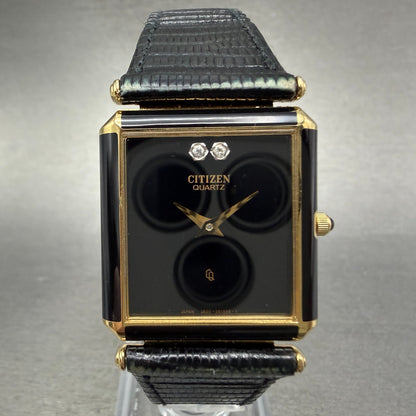 Citizen CQ Tank Watch Men 26mm Black Dial Black & Gold Tone 2820-261399 PARTS0