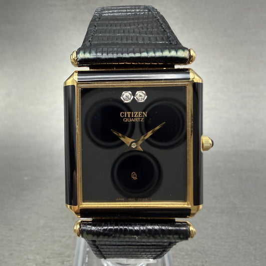 Citizen CQ Tank Watch Men 26mm Black Dial Black & Gold Tone 2820-261399 PARTS0